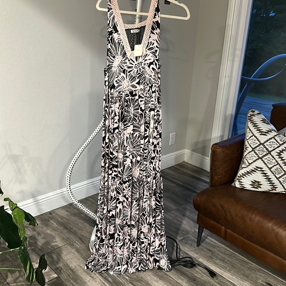 NWT Free People floral maxi black and light pink